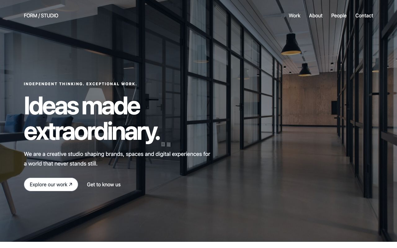 Creative agency screen template built with BluKavantUI