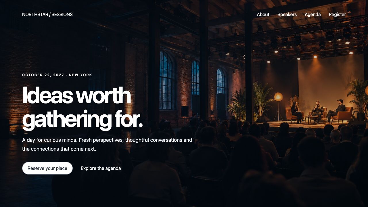 Event landing screen template built with BluKavantUI
