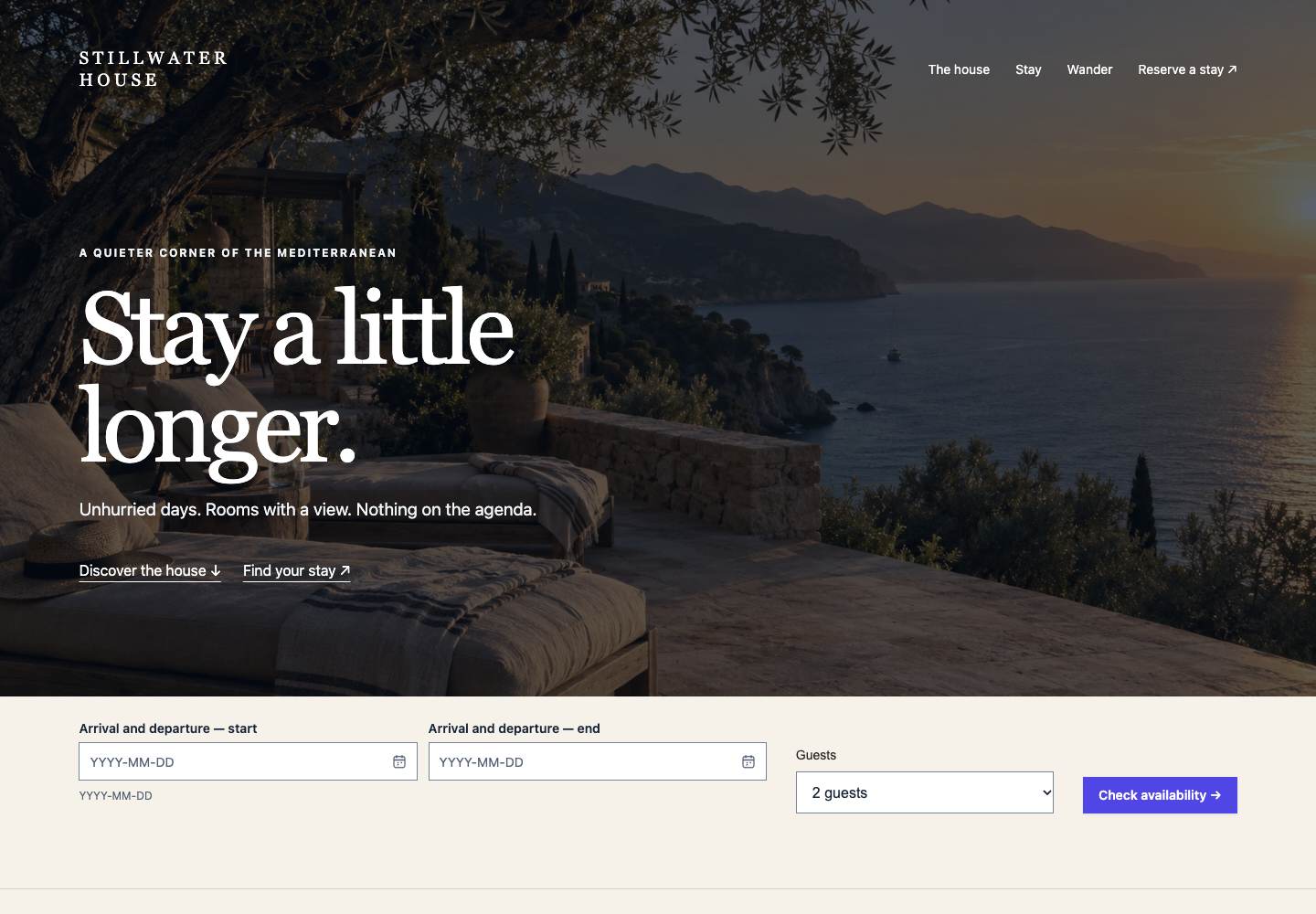 Boutique stay TypeScript screen